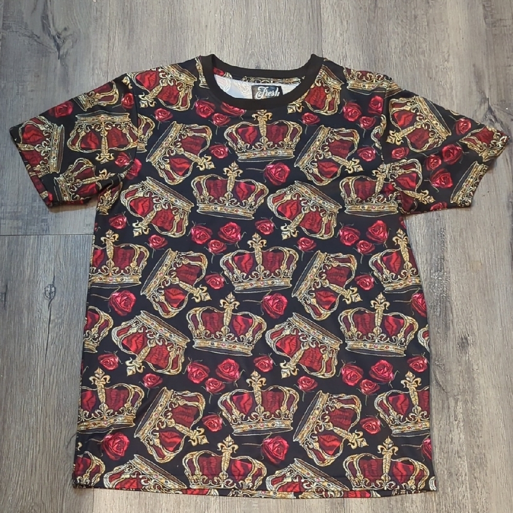 Ethik Black and Red Short Sleeve Tee with Regal Crown Design